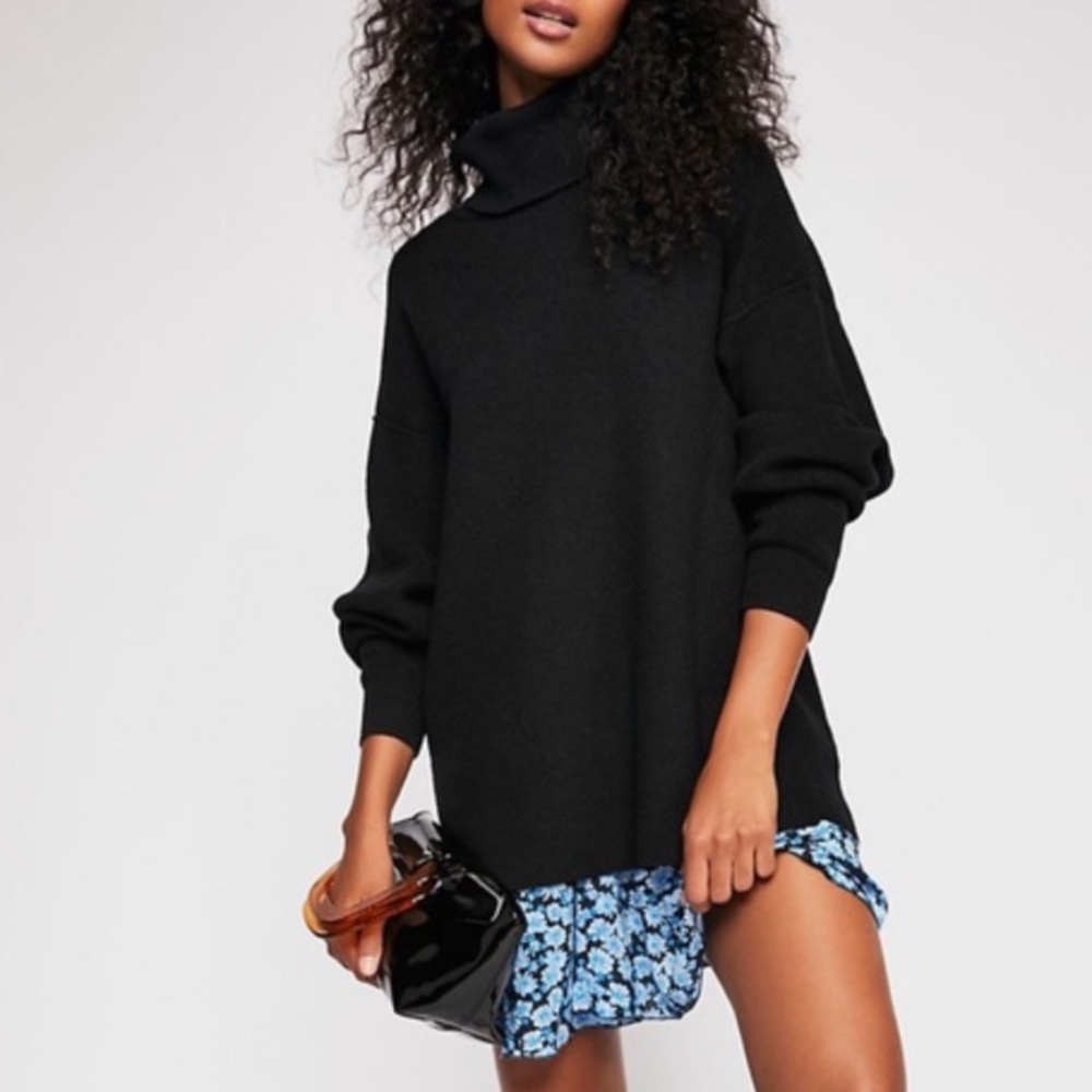 Free People Softly Structured Knit Tunic Black